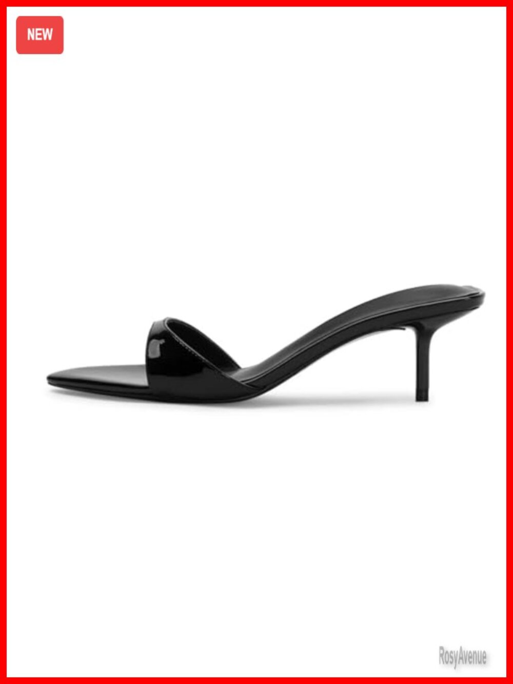Kitten Heels Mule Heeled Sandals Women PU Leather Pointed Toe Slide